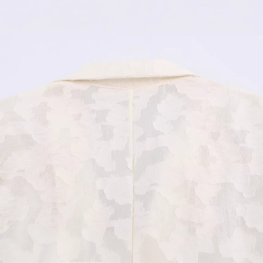 Damen Jacquard-Blazer mit floralem Relief und zierknopfbesatz Nord Taschen