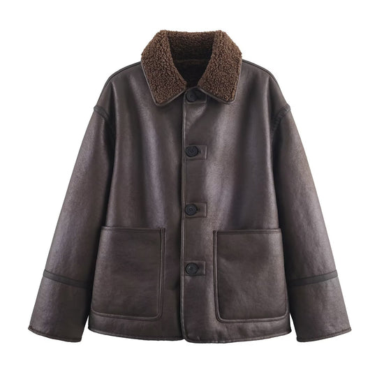 Damen 70+ Teddy‑Fleece‑Jacke im Oversize‑Cocoon‑Schnitt Nord Taschen