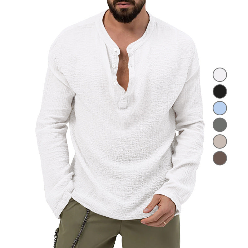 Herren Langarmshirt mit Knopfleiste Nord Taschen