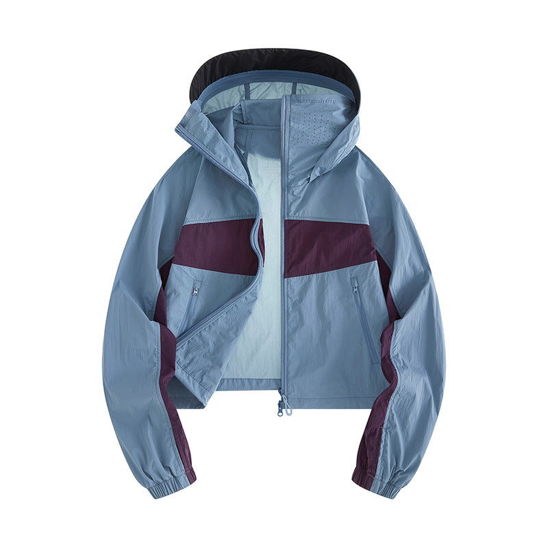 Damen Leichte Windbreaker-Jacke mit verstellbarer Kapuze
