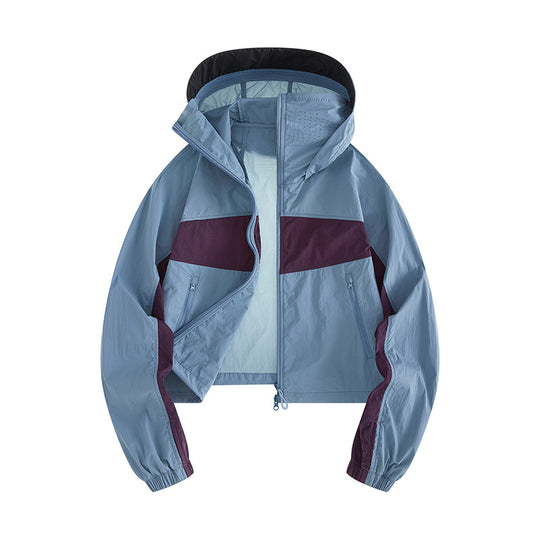Damen Leichte Windbreaker-Jacke mit verstellbarer Kapuze