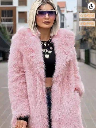 Damen Midilanger Kunstpelzmantel mit langfaseriger Shaggy‑Optik und kaschierender A‑Linie Nord Taschen