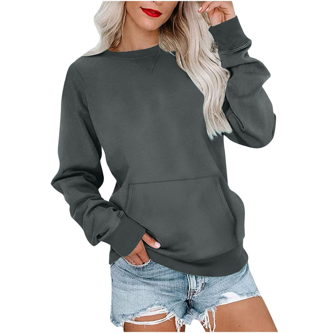 Damen Lockeres Sweatshirt mit Rundhalsausschnitt und Kängurutasche Nord Taschen