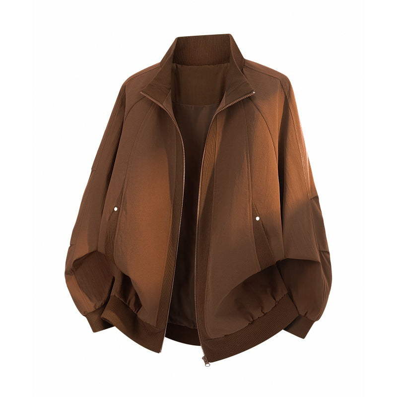 Damen Oversize Harrington-Bomberjacke mit Ballonärmeln, verdecktem Reißverschluss & gerippten Abschlüssen Nord Taschen