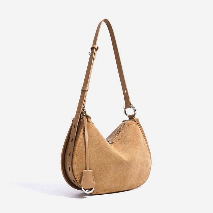 Damen handgefertigte Wildleder Hobo-Tasche mit verstellbarem Tragegurt Nord Taschen