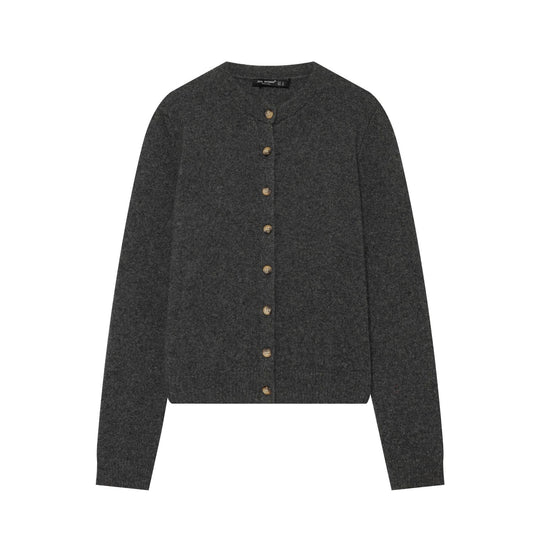 Damen Feinstrick-Cardigan im Cropped-Schnitt mit Rundhalsausschnitt und Holzknopfleiste Nord Taschen