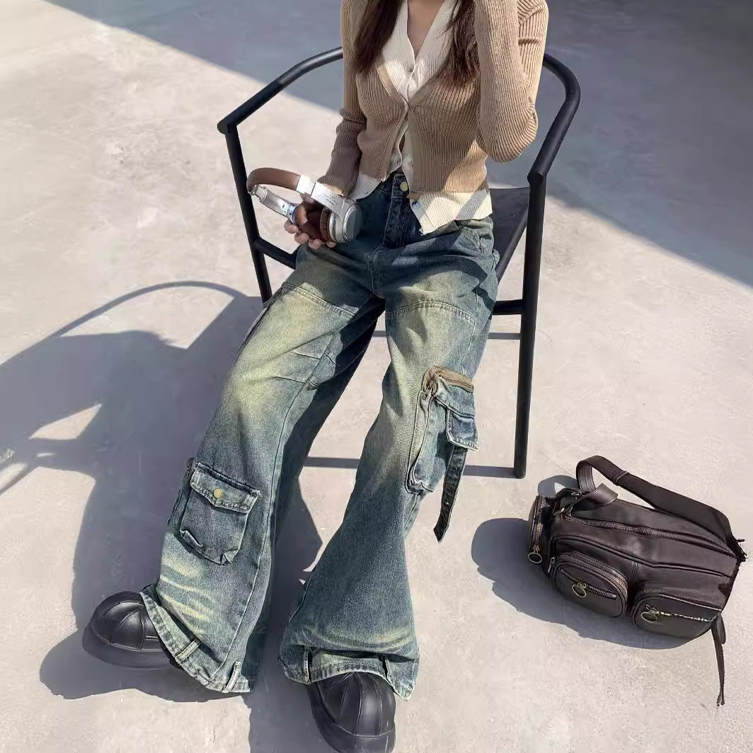 Damen Cargo-Jeans im lässigen Oversized-Stil mit praktischen Taschen und modischen Akzenten Nord Taschen