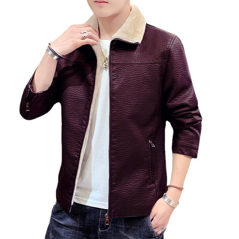 Herren schmal geschnittenes Kunstleder Blouson mit strukturiertem Finish und Teddykragen Nord Taschen