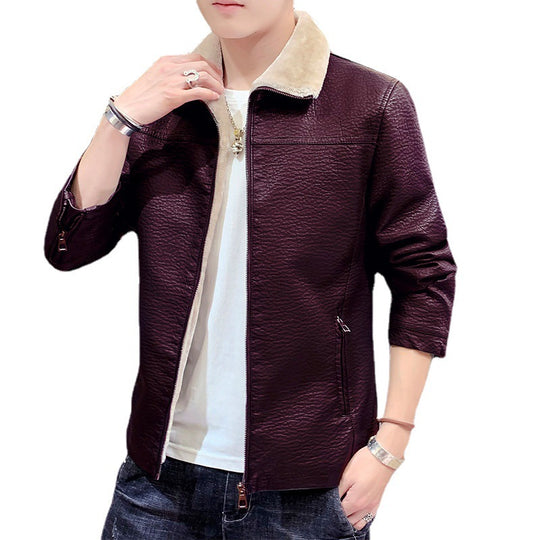 Herren schmal geschnittenes Kunstleder Blouson mit strukturiertem Finish und Teddykragen Nord Taschen