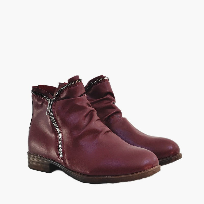 Damen Slouch‑Ankleboots mit dekorativem Reißverschluss und niedrigem Blockabsatz Nord Taschen