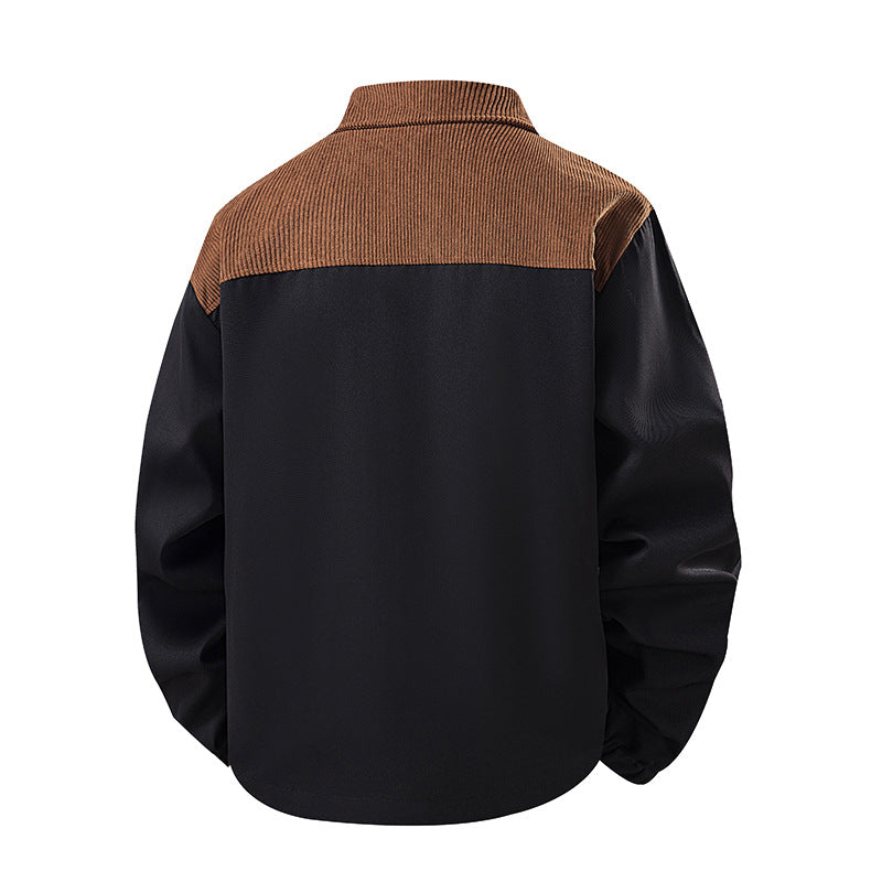 Herren Leichte City‑Bomberjacke mit Cordkragen, Zwei‑Wege‑Reißverschluss und Brust‑Zip Nord Taschen