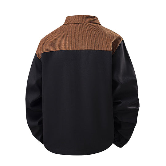 Herren Leichte City‑Bomberjacke mit Cordkragen, Zwei‑Wege‑Reißverschluss und Brust‑Zip Nord Taschen