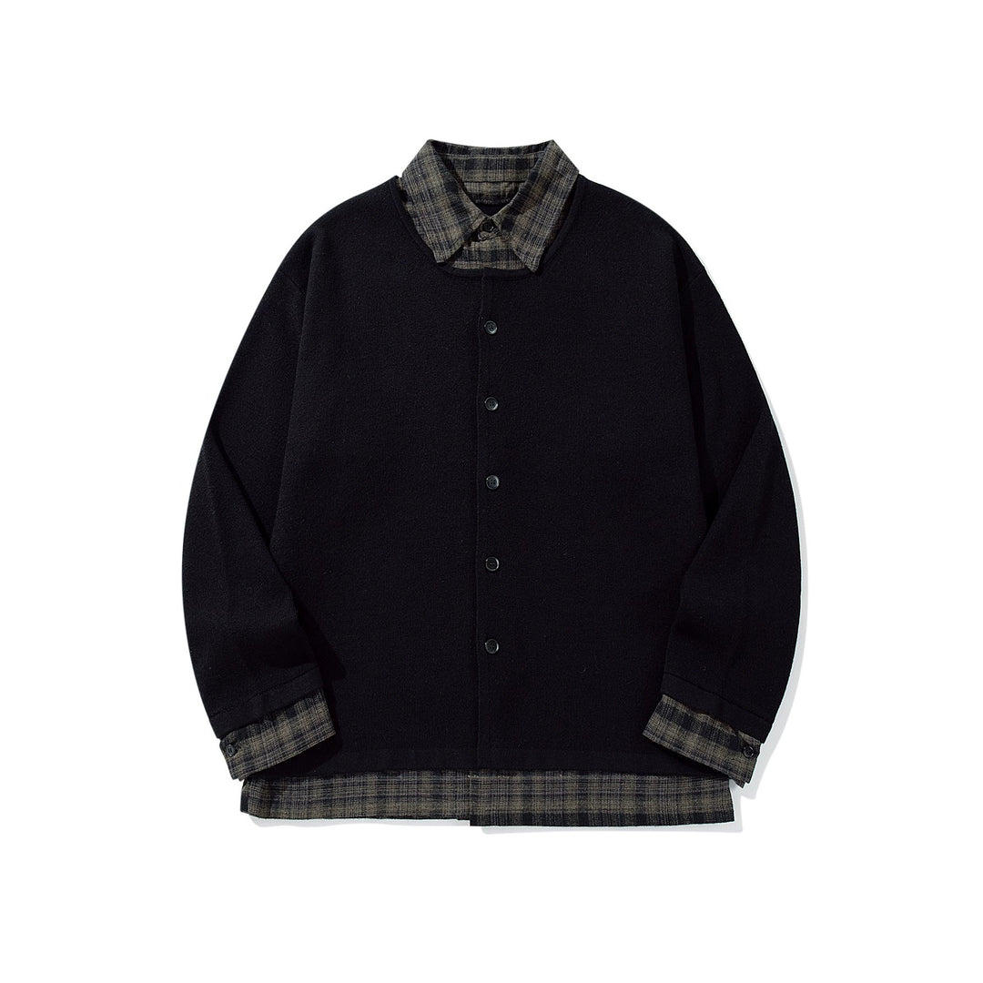Herren Karierter Flanellhemd-Layer mit offenem Strickcardigan Nord Taschen