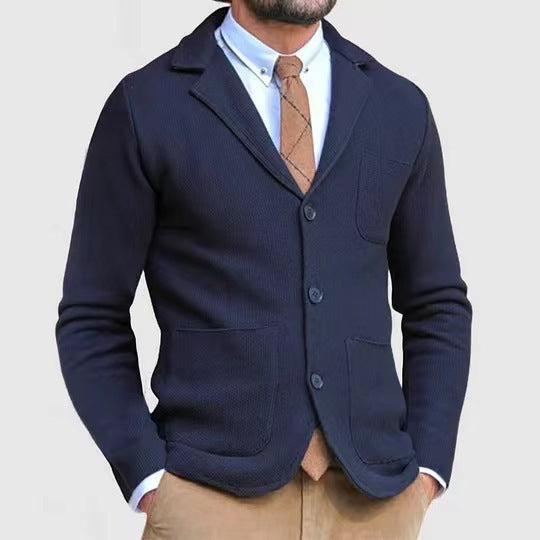 Herren Strickblazer mit großen Taschen und modernem Schnitt