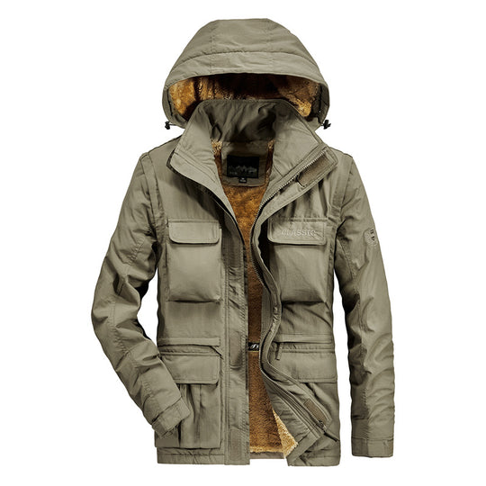 Herren Thermo-Parka mit Teddyfleece-Innenfutter, Kapuze und Multifunktionstaschen Nord Taschen