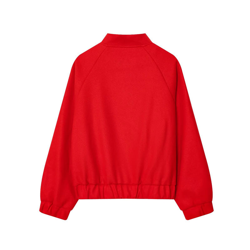 Damen Cropped Blousonjacke im Bomberstil mit Stehkragen, Druckknopfleiste und taillierendem Gummizug Nord Taschen