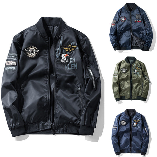 Herren Piloten-Bomberjacke im Aviator-Look mit Patch‑Applikationen und windabweisendem Nylon Nord Taschen