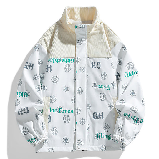 Damen Oversize-Übergangsjacke mit Cordbesatz und Stehkragen Nord Taschen