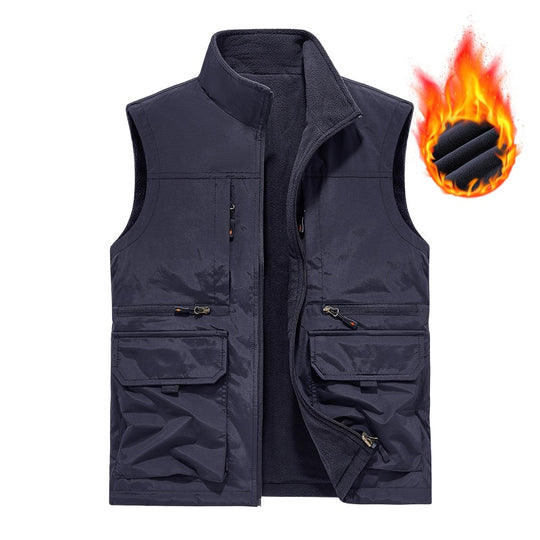 Herren Gefütterte Utility‑Weste mit Fleece‑Innenfutter, winddichter Außenlage und Multifachtaschen Nord Taschen