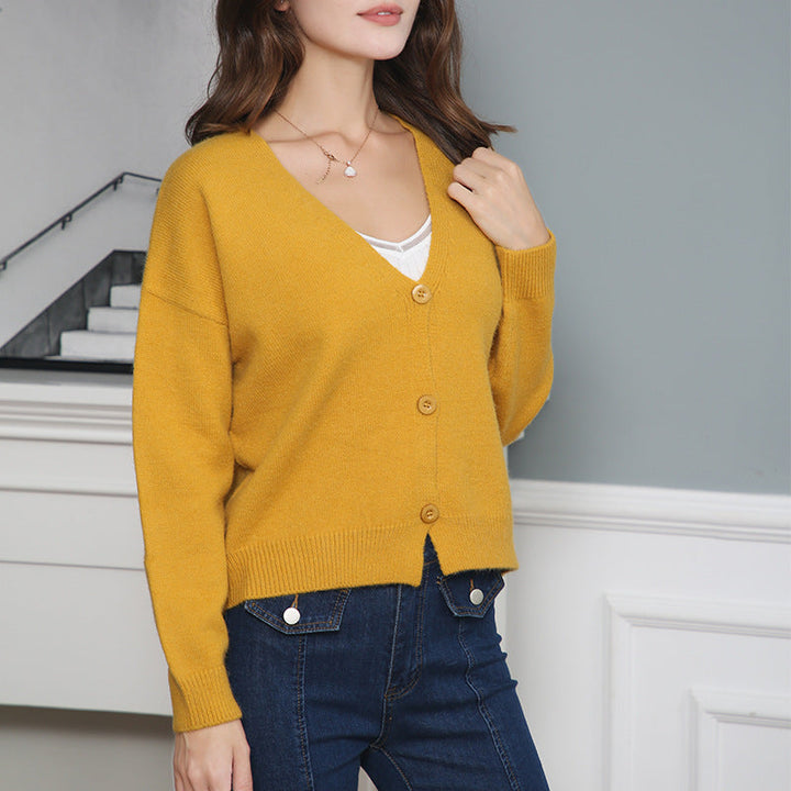 Damen Strickjacke mit V-Ausschnitt und Knopfdetails