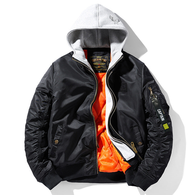 Herren Piloten-Bomberjacke mit angenähtem Kapuzen‑Einsatz und kontrastfarbener Thermofütterung Nord Taschen