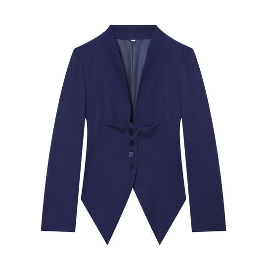 Damen taillierter Blazer mit spitzem Schößchen und tiefem V-Ausschnitt Nord Taschen