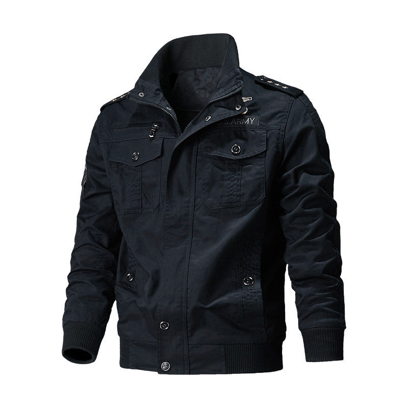 Herren Urbaner Canvas‑Pilotjacke im Military‑Look mit Brusttaschen, Epauletten und Rippbündchen Nord Taschen