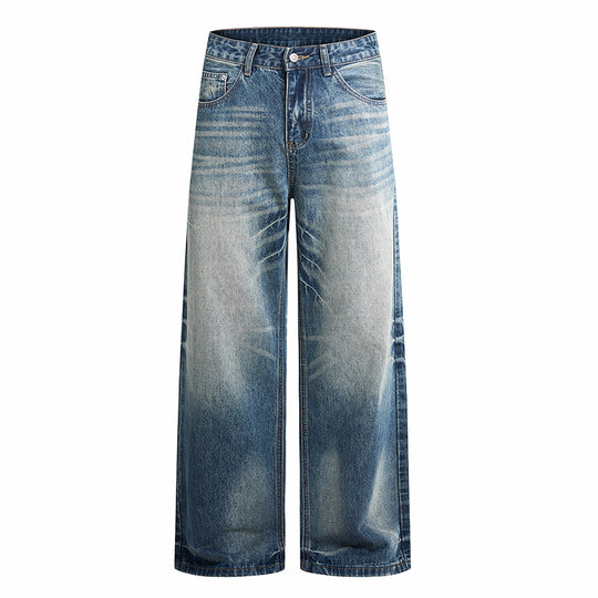 Damen hochgeschnittene weite Vintage-Jeans mit weitem Bein und klassischem Taschen-Design Nord Taschen
