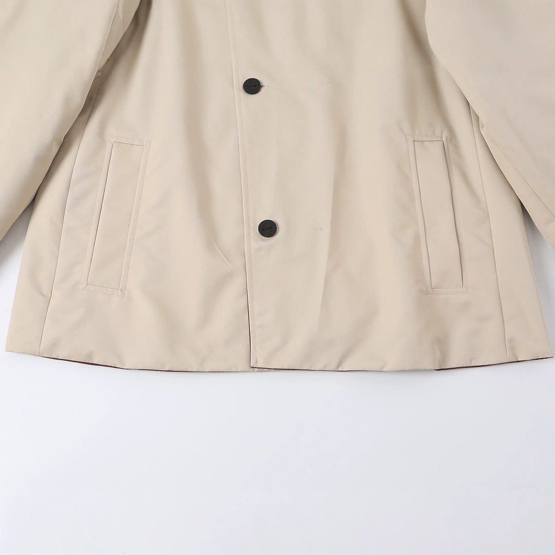 Damen Kurzjacke mit hohem Stehkragen und asymmetrischer Knopfleiste Nord Taschen