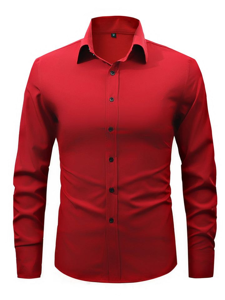 Men's  slim fit long sleeve stretch cotton dress shirt with spread collar Nord Taschen
