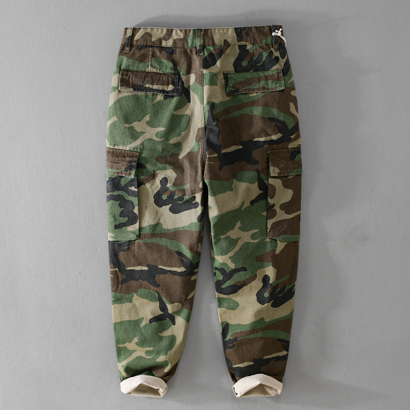 Herren Slim-Tapered Cargohose im Military-Stil mit Gummibündchen und Klappentaschen Nord Taschen