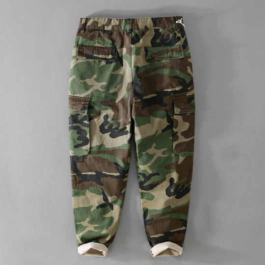Herren Slim-Tapered Cargohose im Military-Stil mit Gummibündchen und Klappentaschen Nord Taschen