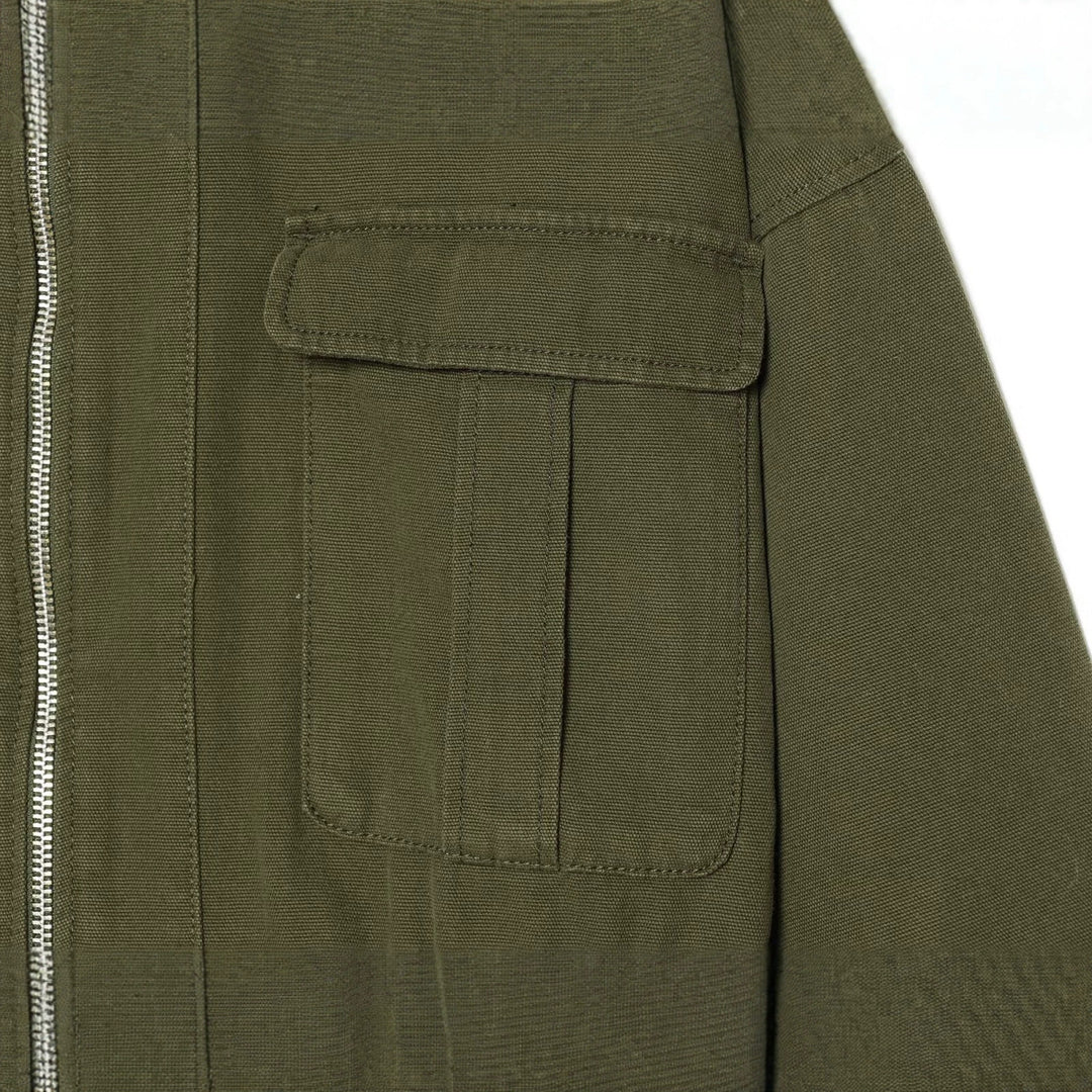 Damen kurze Utility-Jacke mit Reißverschluss, aufgesetzten Brusttaschen und Taillenzug Nord Taschen