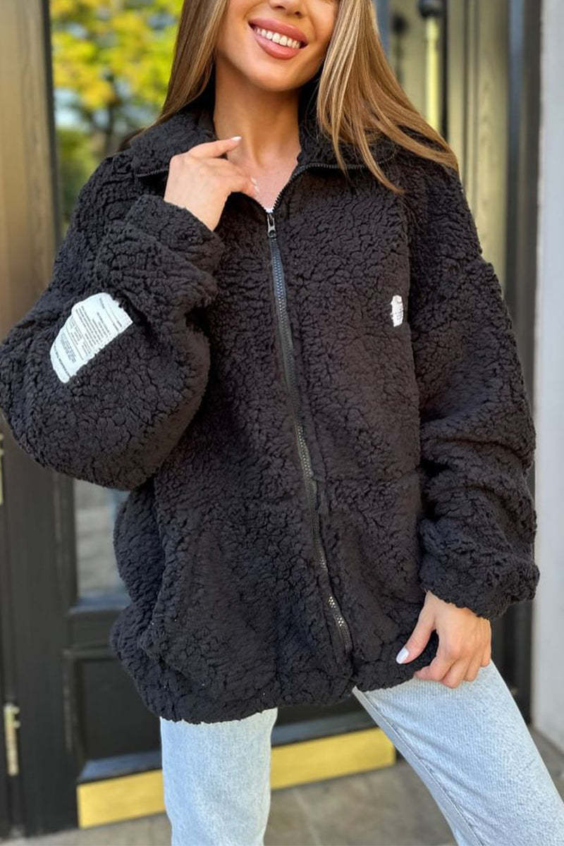 Damen Fleecejacke mit weichem Innenfutter und hoher Kragen