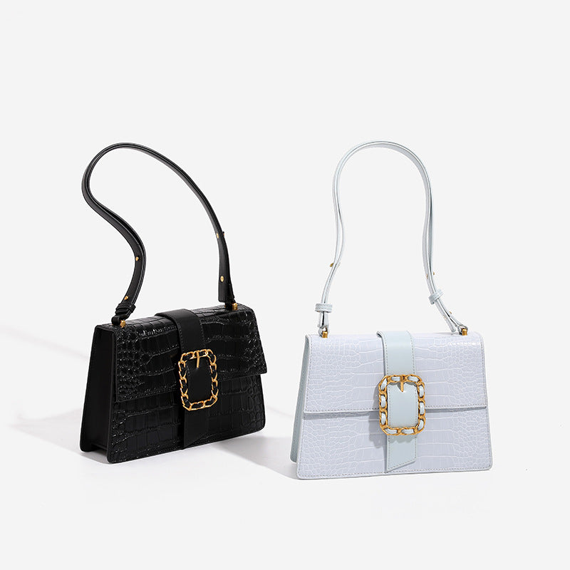 Damen Handtasche mit elegante Kroko-Optik und luxuriösem Kettenverschluss Nord Taschen
