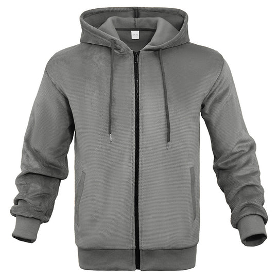Herren Strukturiertes Kapuzen-Sweatshirt mit Vollzip, Seitentaschen und Rippbündchen Nord Taschen