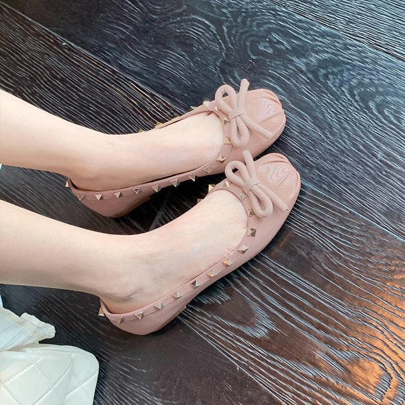 Damen Ballerinas mit stilvollem Nieten-Detail und edlem Schleifenakzent Nord Taschen