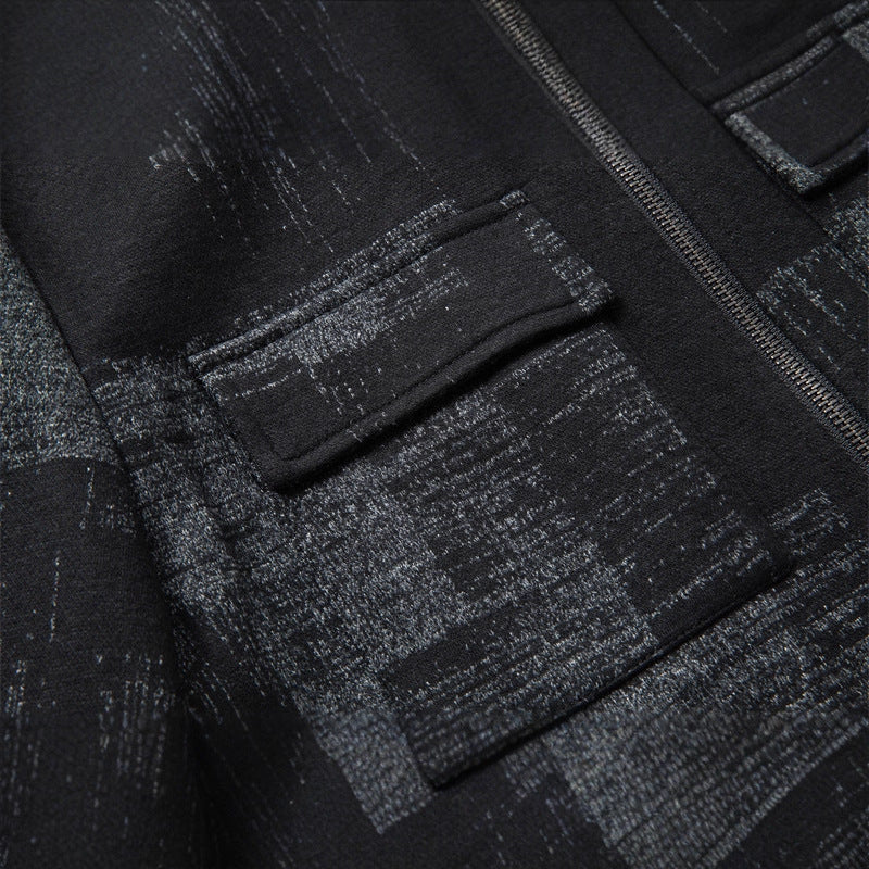 Herren Overshirt-Jacke im Hemdjackenstil mit grafischem Patchmuster und Reißverschluss Nord Taschen