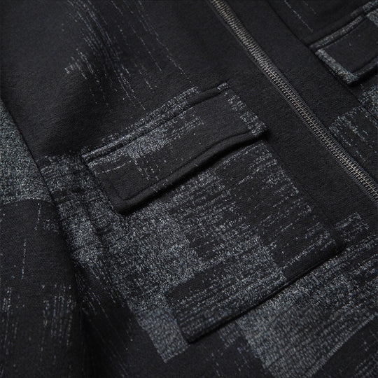 Herren Overshirt-Jacke im Hemdjackenstil mit grafischem Patchmuster und Reißverschluss Nord Taschen