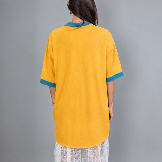 Damen oversized Polo-Tunika mit Kontrastkragen und aufgesetzten Brusttaschen Nord Taschen