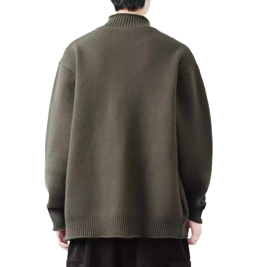Herren Trendige Strickjacke mit hohen Kragen und Reißverschluss Nord Taschen