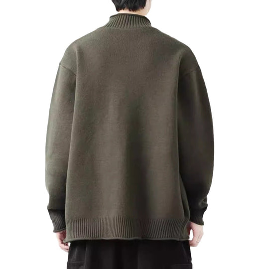 Herren Trendige Strickjacke mit hohen Kragen und Reißverschluss Nord Taschen