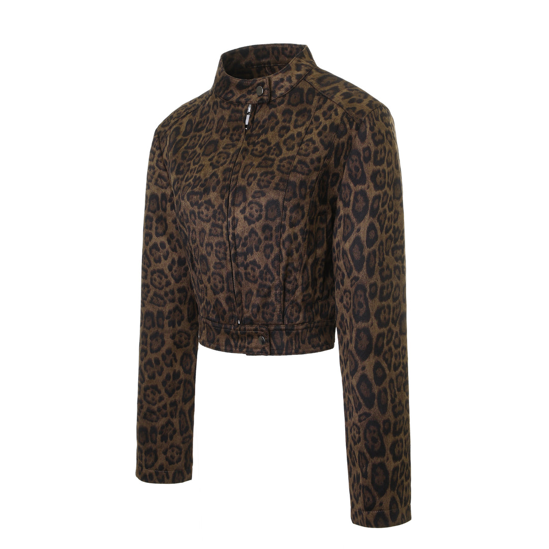 Damen Kurze Taillierte Wildlederoptik Jacke mit Stehkragen Nord Taschen