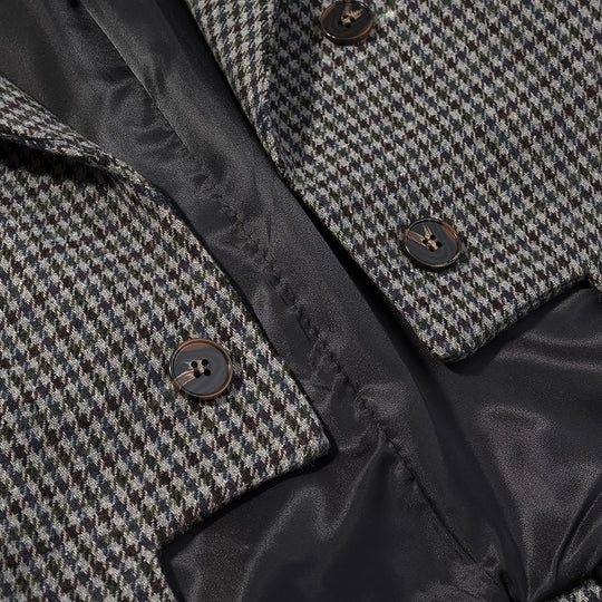 Damen Hahnentritt-Blazer mit Schwalbenschwanz-Detail und taillierter Silhouette Nord Taschen