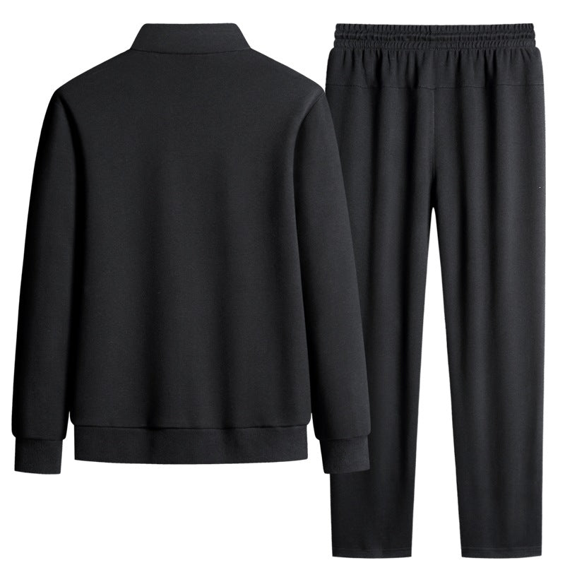 Herren Modernes Freizeit-Trainingsset aus Thermofleece mit Stehkragen‑Zipjacke & konischer Jogginghose Nord Taschen