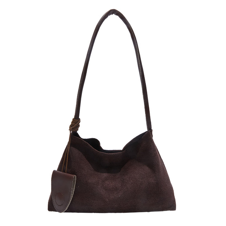 Damen Schultertasche aus weichem Wildleder mit abnehmbarem Anhänger Nord Taschen