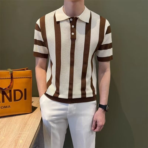 Herren Modisches Kurzärmliges Strickpoloshirt Nord Taschen