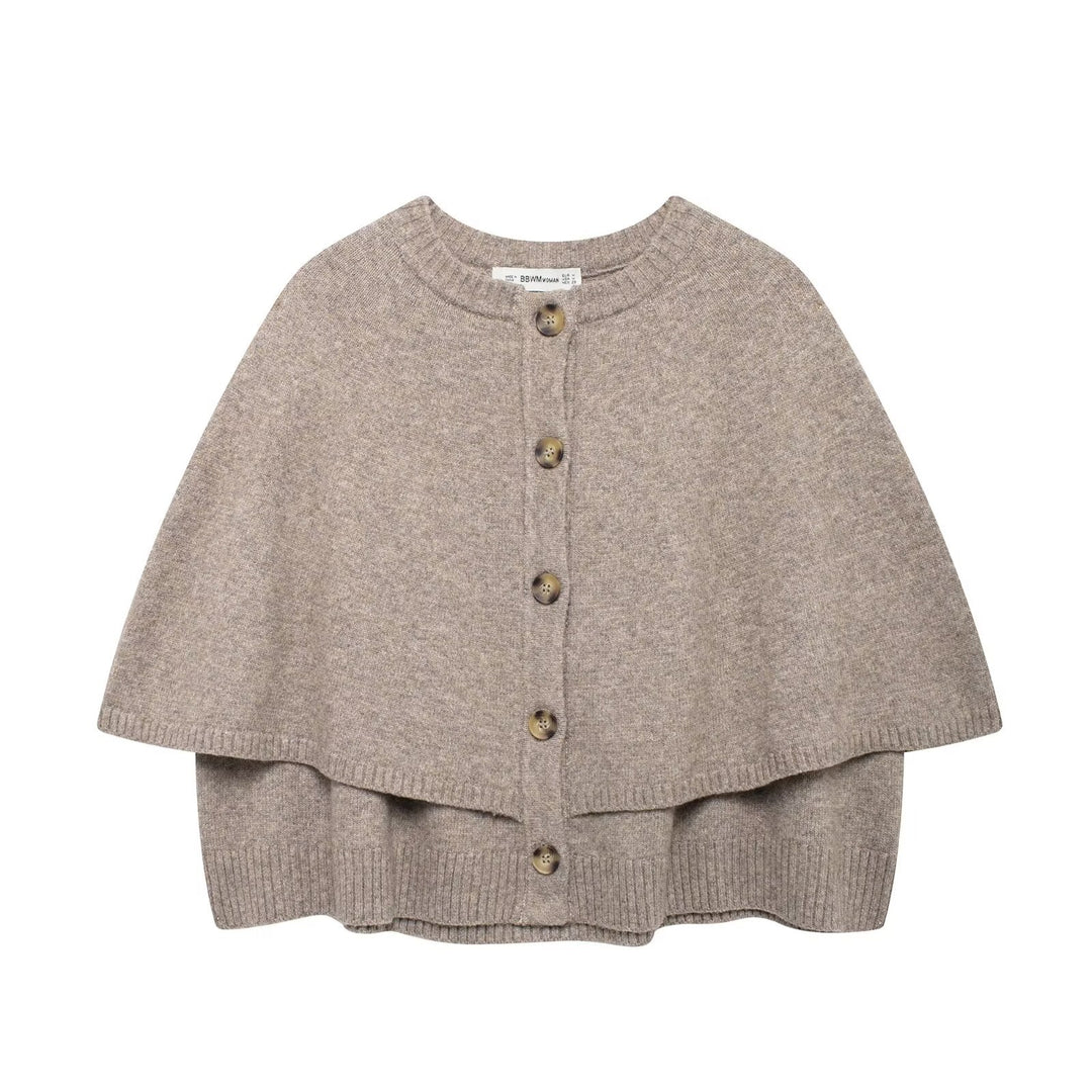 Damen Cape-Cardigan mit durchgehender Knopfleiste und doppellagigem Saum Nord Taschen