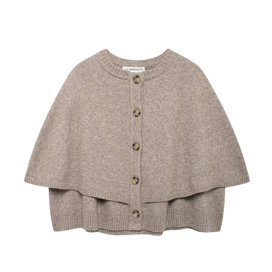 Damen Cape-Cardigan mit durchgehender Knopfleiste und doppellagigem Saum Nord Taschen