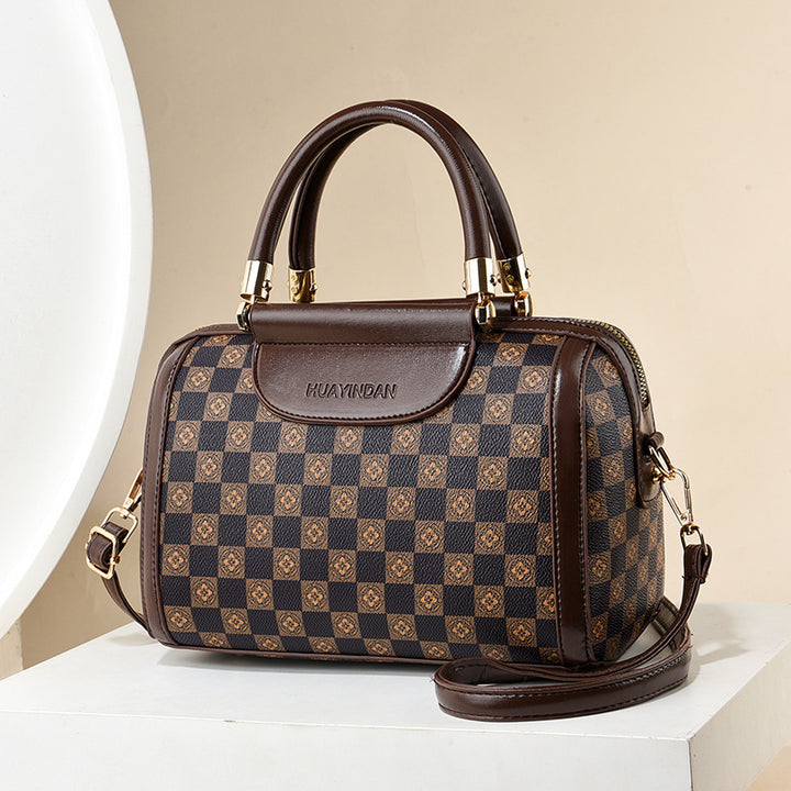 Damen Handtasche mit luxuriösem Karomuster und abnehmbarem Schulterriemen Nord Taschen